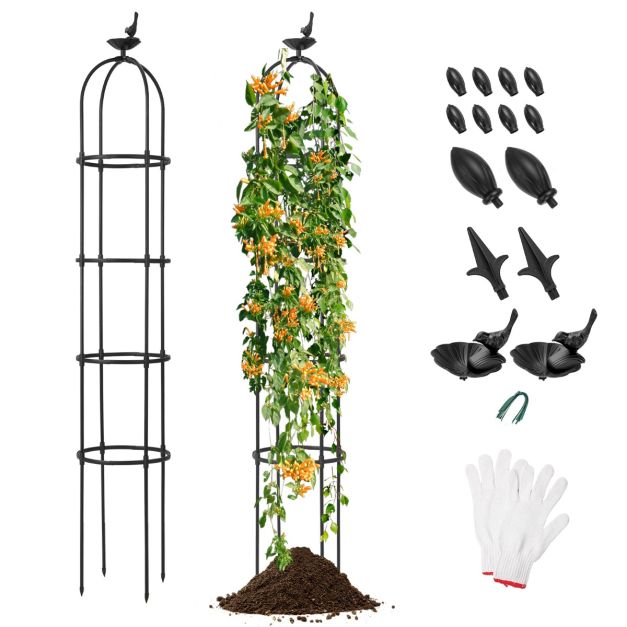 Garden Obelisk Trellis 2 Pack – 197cm, Black