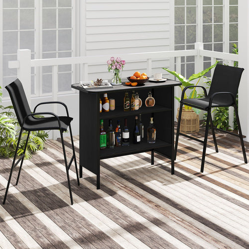 3-Piece Outdoor Bar Set – Coffee/Black
