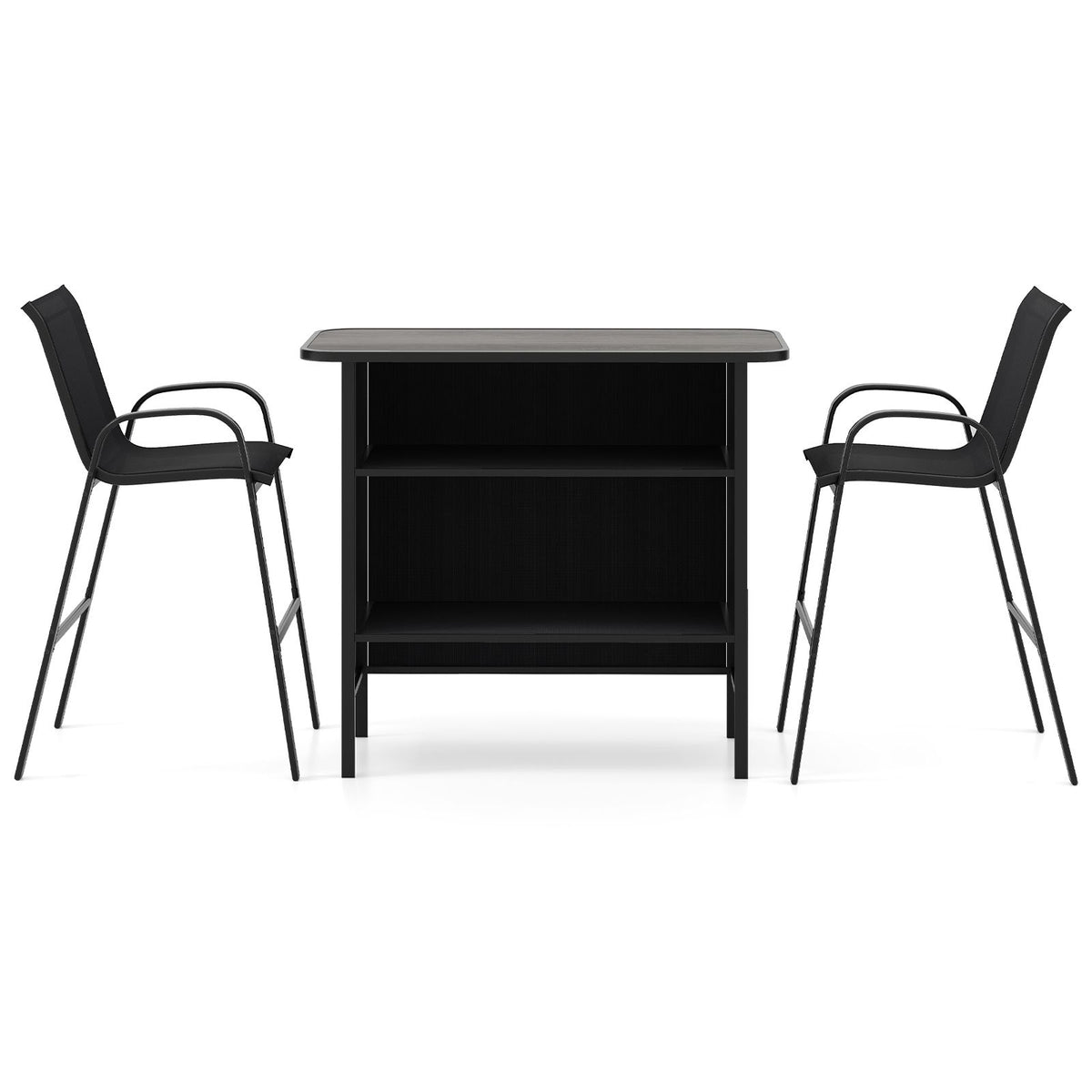 3-Piece Outdoor Bar Set – Coffee/Black