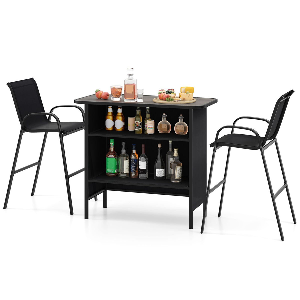 3-Piece Outdoor Bar Set – Coffee/Black