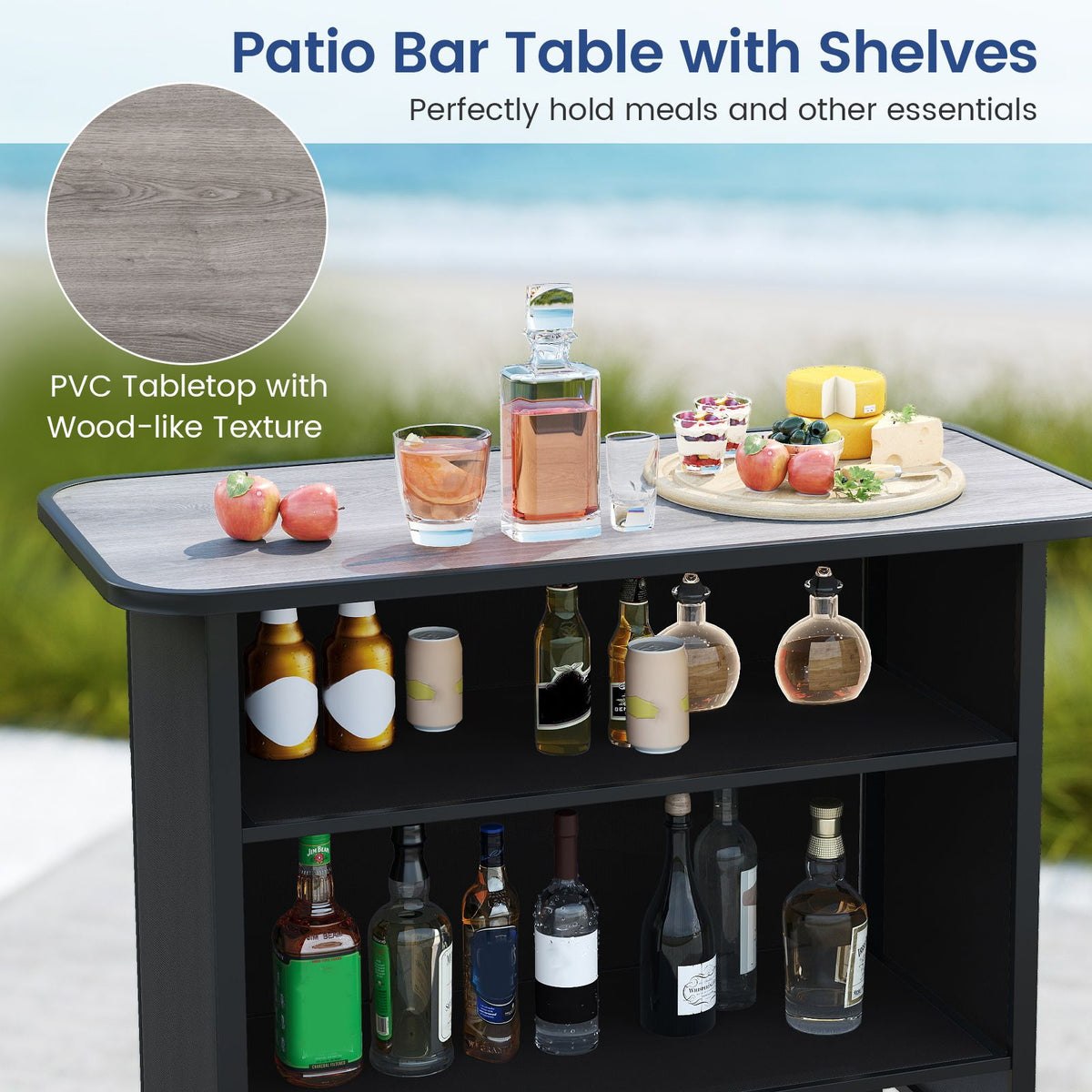 3-Piece Outdoor Bar Set – Coffee/Black