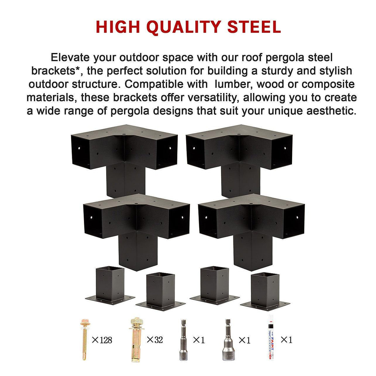 DIY Pergola Bracket Kit – Matte Black