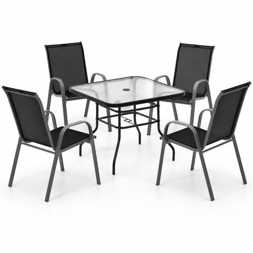 5-Piece Outdoor Dining Set – Coffee/Black
