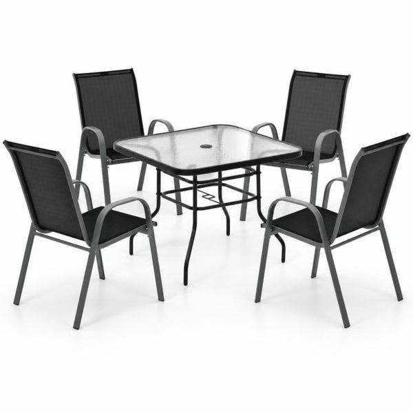 5-Piece Outdoor Dining Set – Coffee/Black