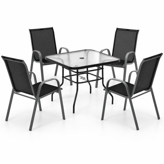 5-Piece Outdoor Dining Set – Coffee/Black