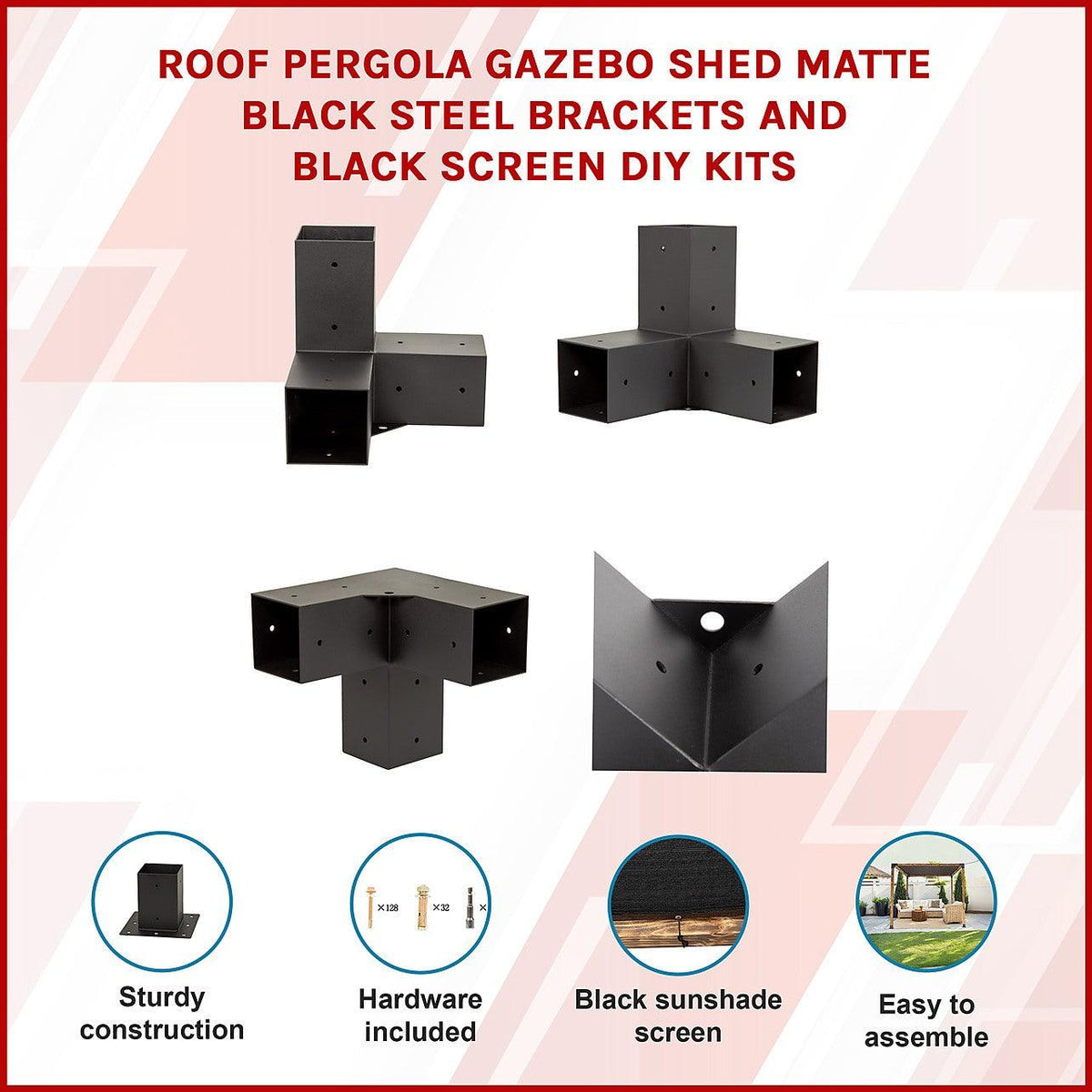 DIY Pergola Bracket Kit – Matte Black