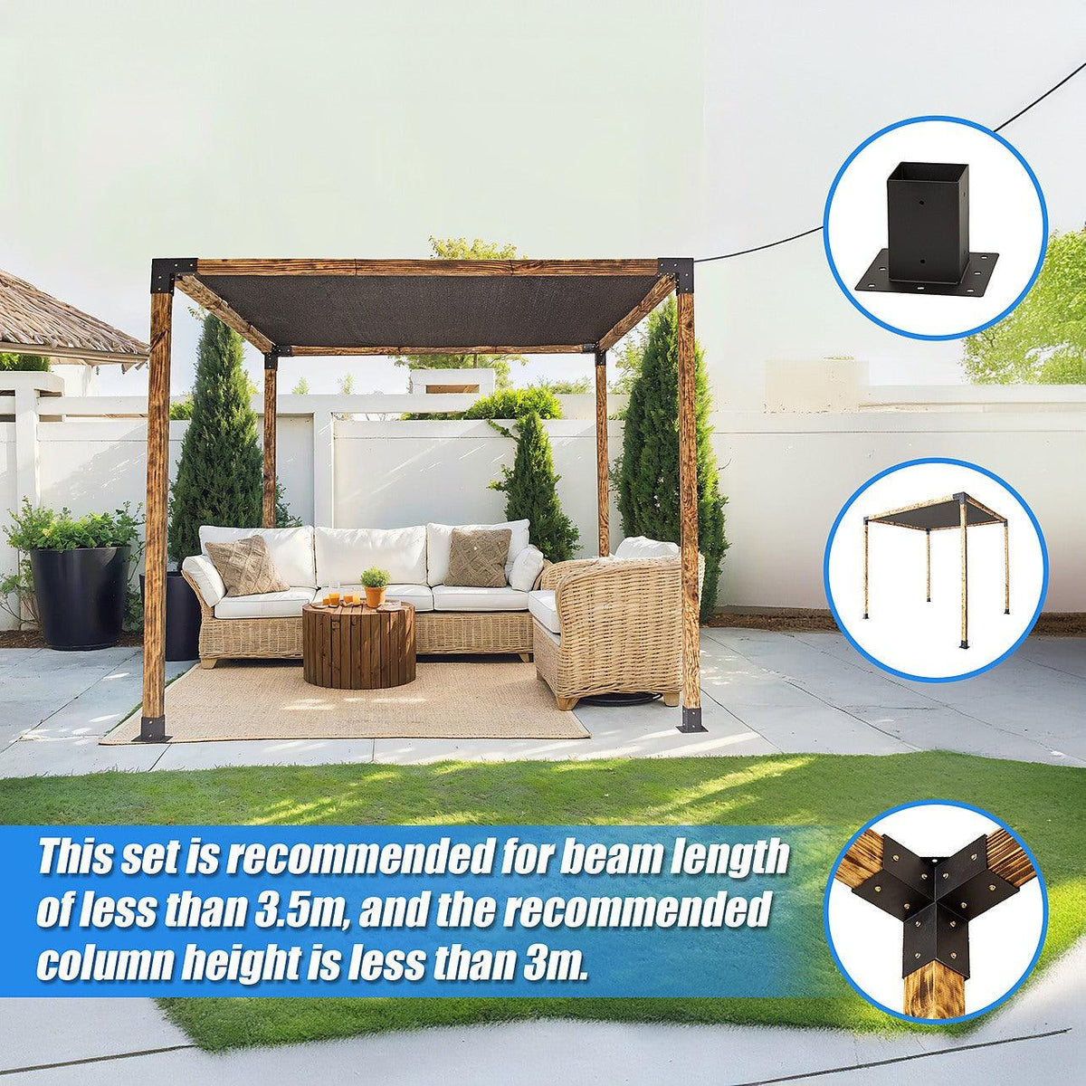 DIY Pergola Bracket Kit – Matte Black