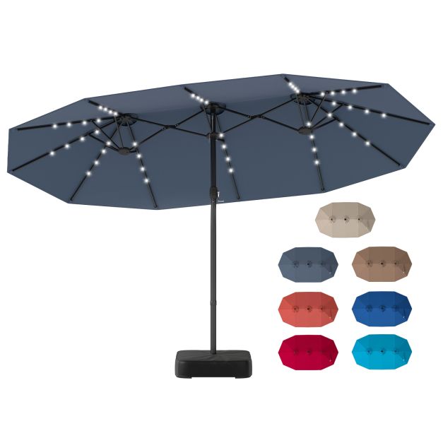 Patio Umbrella 4.6m with Solar LED – Grey