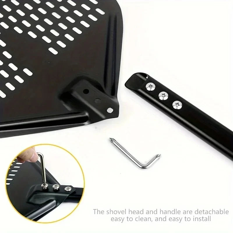 Perforated Aluminium Pizza Peel – Black