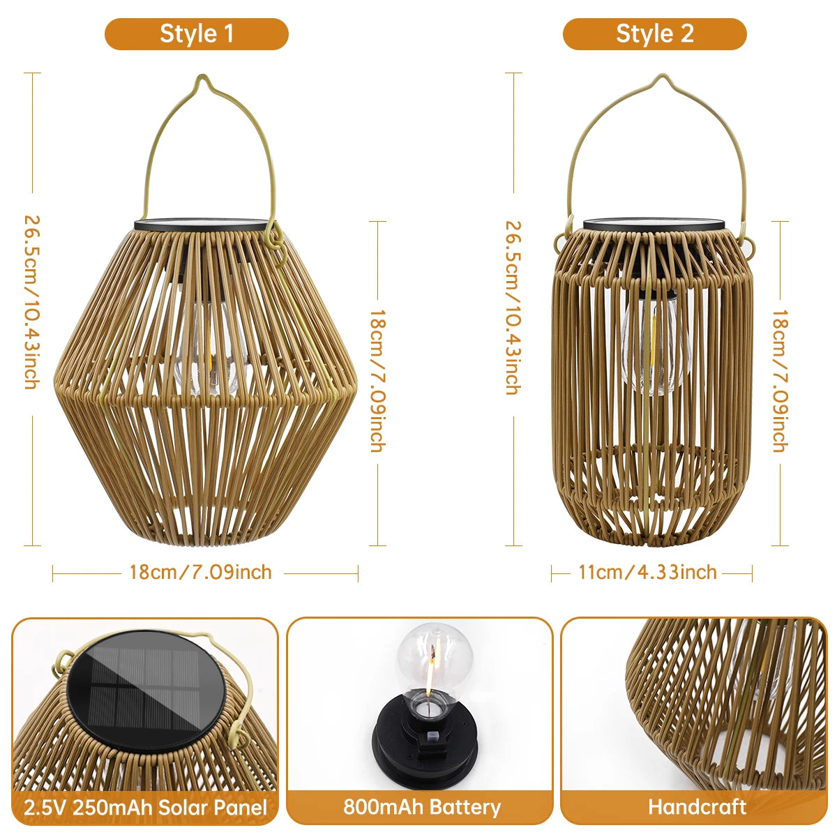 Solar Boho Hanging Lantern – Woven Rattan-Style