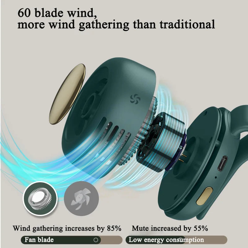 Rechargeable Clip Neck Fan, 3-Speed