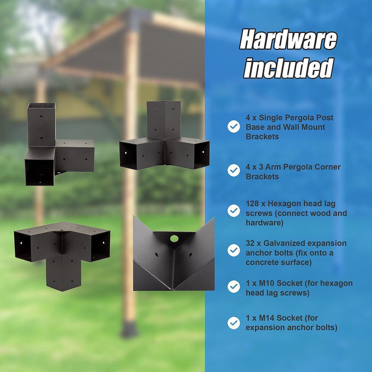 DIY Pergola Bracket Kit – Matte Black