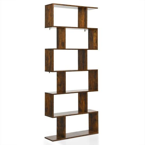 6-Tier S-Shaped Bookshelf, 191cm – Black