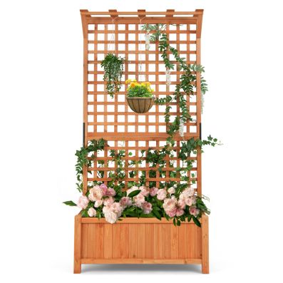 Raised Garden Bed with Trellis 90x44.5x183.5cm