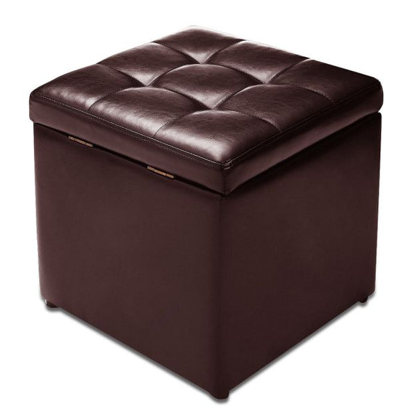 PU Leather Storage Ottoman 40cm – Grey