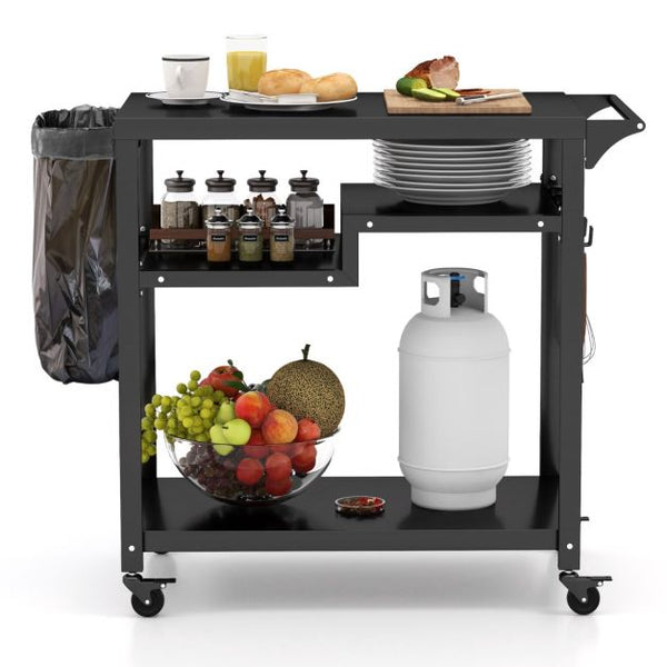 Outdoor BBQ Prep Cart – Black
