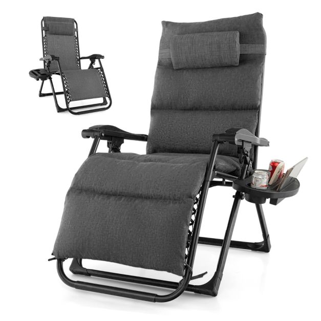 Zero-Gravity Lounge Chair with Cushion – Grey