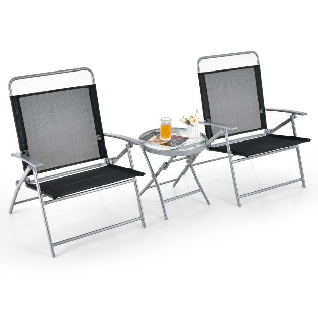 3-Piece Folding Bistro Set – Black