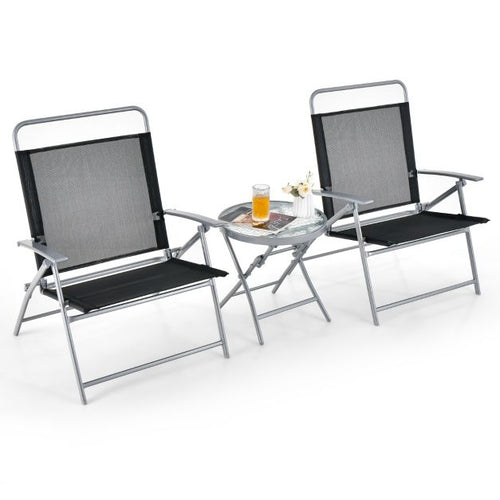 3-Piece Folding Bistro Set – Black