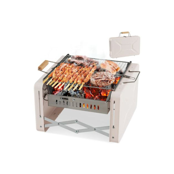 Portable Charcoal BBQ Grill – Beige