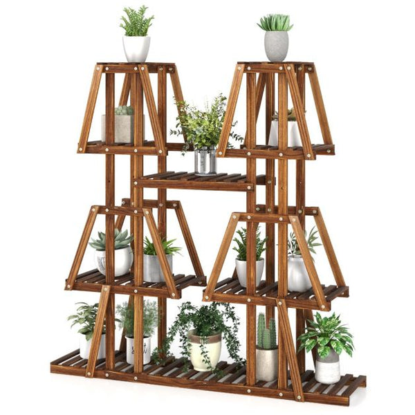 5-Tier Wood Plant Stand, Holds 10 Pots – Natural
