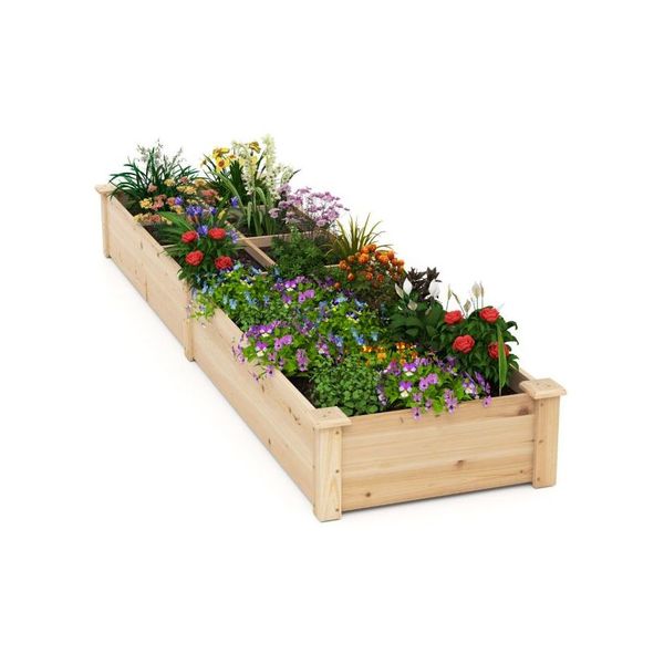 Wooden Raised Garden Bed 228x62x25cm – 2 Boxes