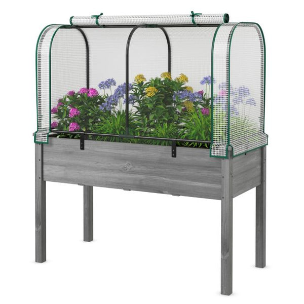 Raised Garden Bed with Mini Greenhouse 125x59x76cm
