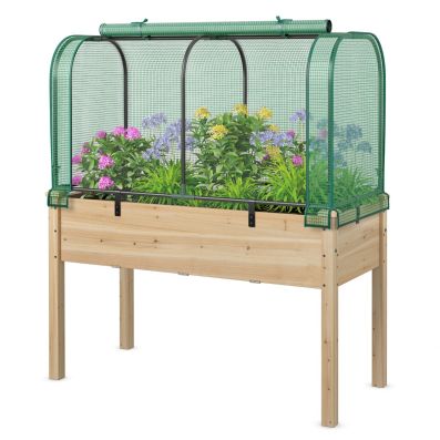 Raised Garden Bed with Mini Greenhouse 125x59x76cm